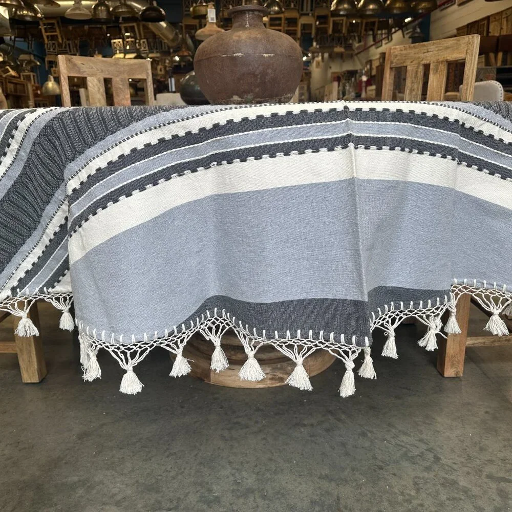 93'' Round Tablecloth from Oaxaca Mexico made with 100 % Handloom cotton…